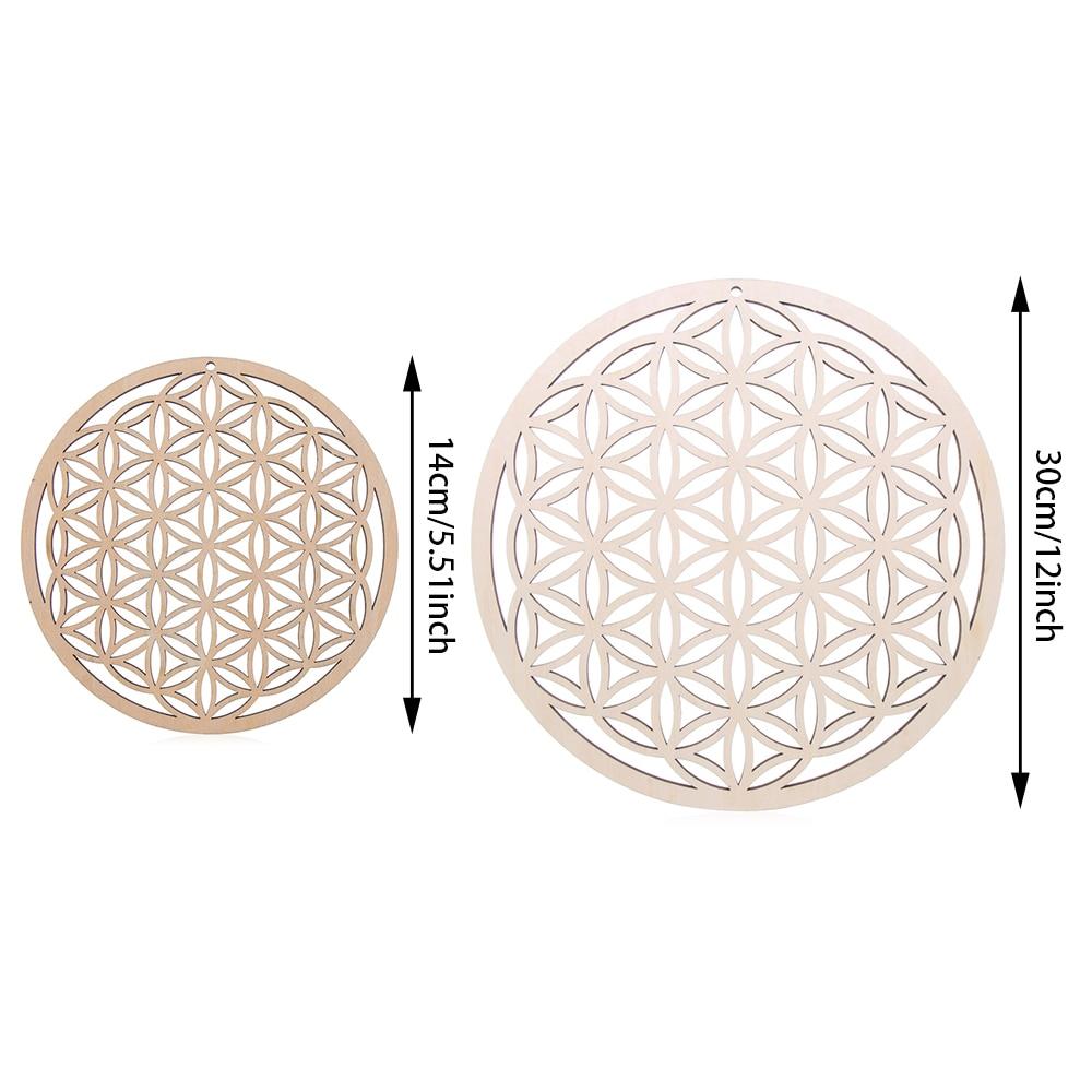 1Pc Flower Of Life Shape Wooden Wall Sign Laser Cut Non-Slip Coaster Set Wood Placemats Table Mat Round Cup Pad Art Home Decor