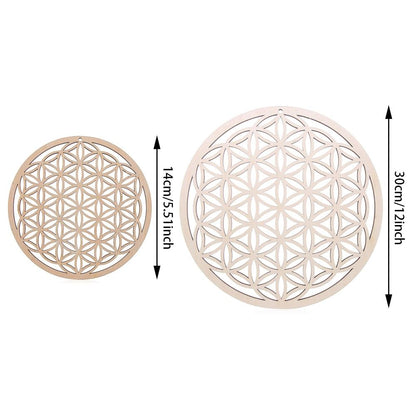1Pc Flower Of Life Shape Wooden Wall Sign Laser Cut Non-Slip Coaster Set Wood Placemats Table Mat Round Cup Pad Art Home Decor