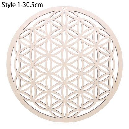 1Pc Flower Of Life Shape Wooden Wall Sign Laser Cut Non-Slip Coaster Set Wood Placemats Table Mat Round Cup Pad Art Home Decor