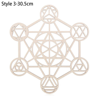 1Pc Flower Of Life Shape Wooden Wall Sign Laser Cut Non-Slip Coaster Set Wood Placemats Table Mat Round Cup Pad Art Home Decor