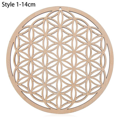 1Pc Flower Of Life Shape Wooden Wall Sign Laser Cut Non-Slip Coaster Set Wood Placemats Table Mat Round Cup Pad Art Home Decor