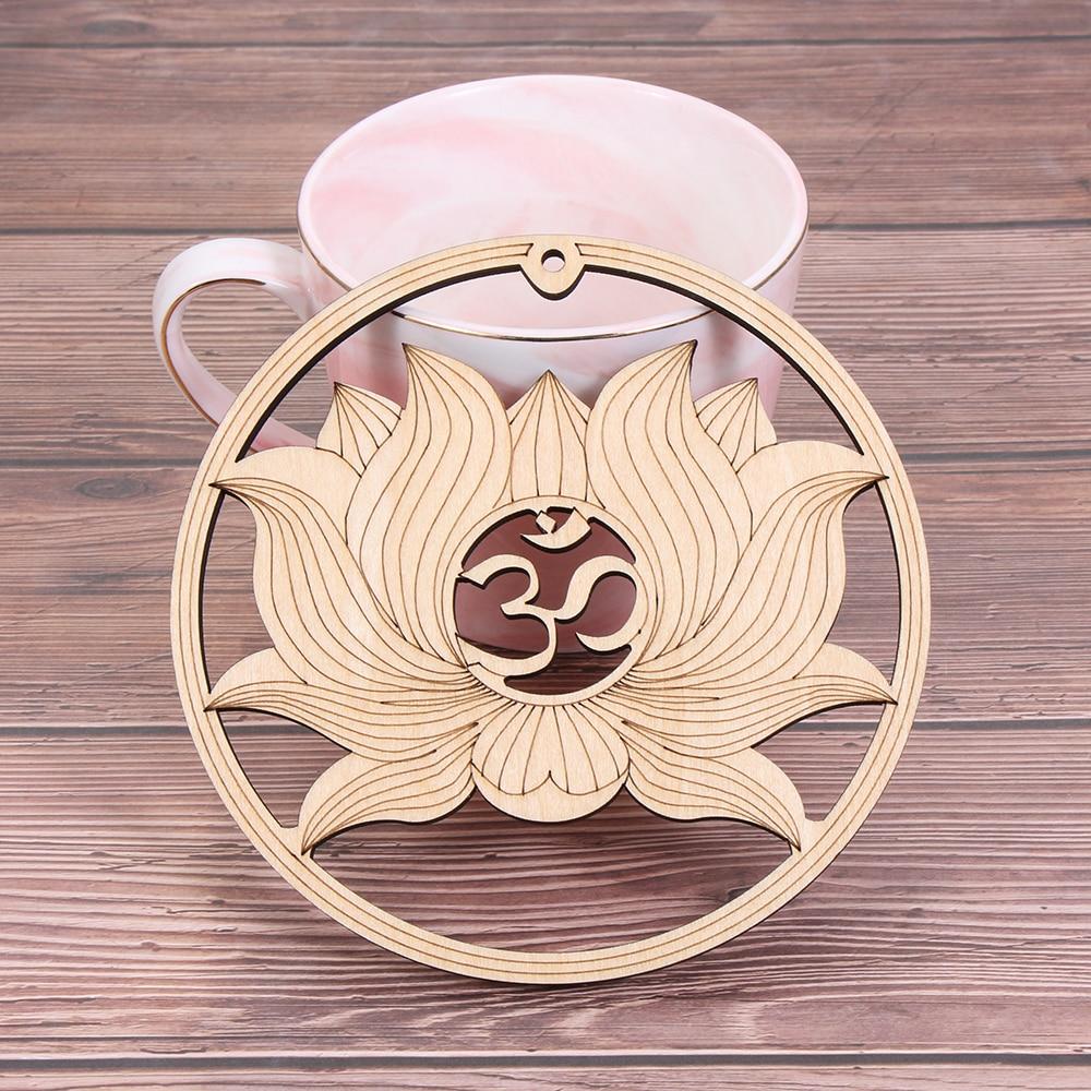 1Pc Flower Of Life Shape Wooden Wall Sign Laser Cut Non-Slip Coaster Set Wood Placemats Table Mat Round Cup Pad Art Home Decor