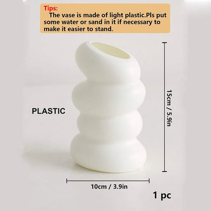 1Pc Plastic Spiral White Vase Nordic Creative Flower Arrangement Container For Kitchen Living Bedroom Home Decoration Ornament