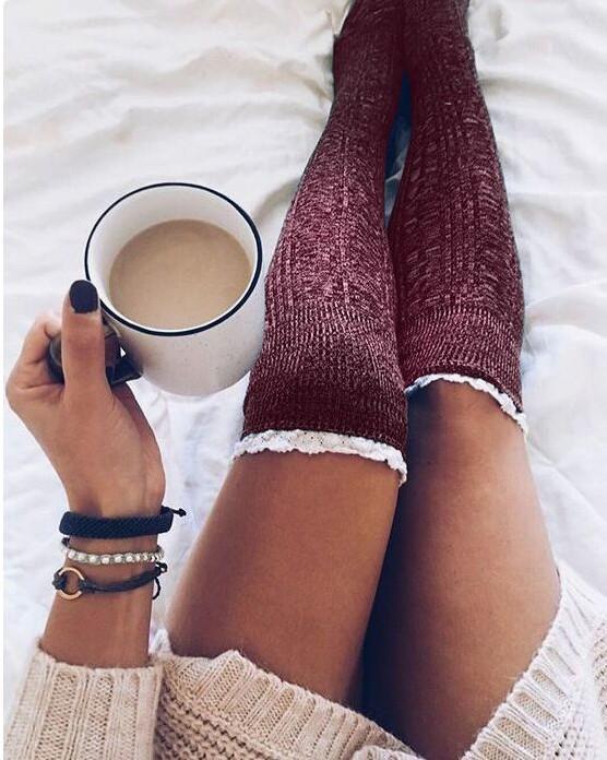 Lace Over Knee Piles Of Stockings