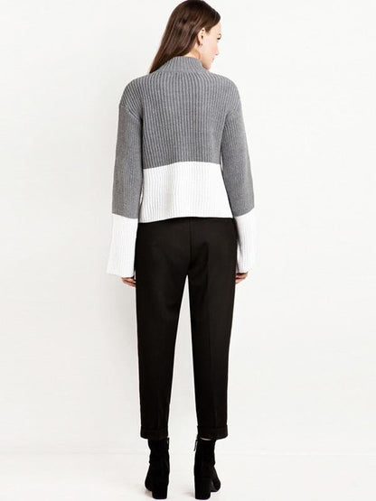 Simple Split-Joint Flared Sleeves Sweater Tops