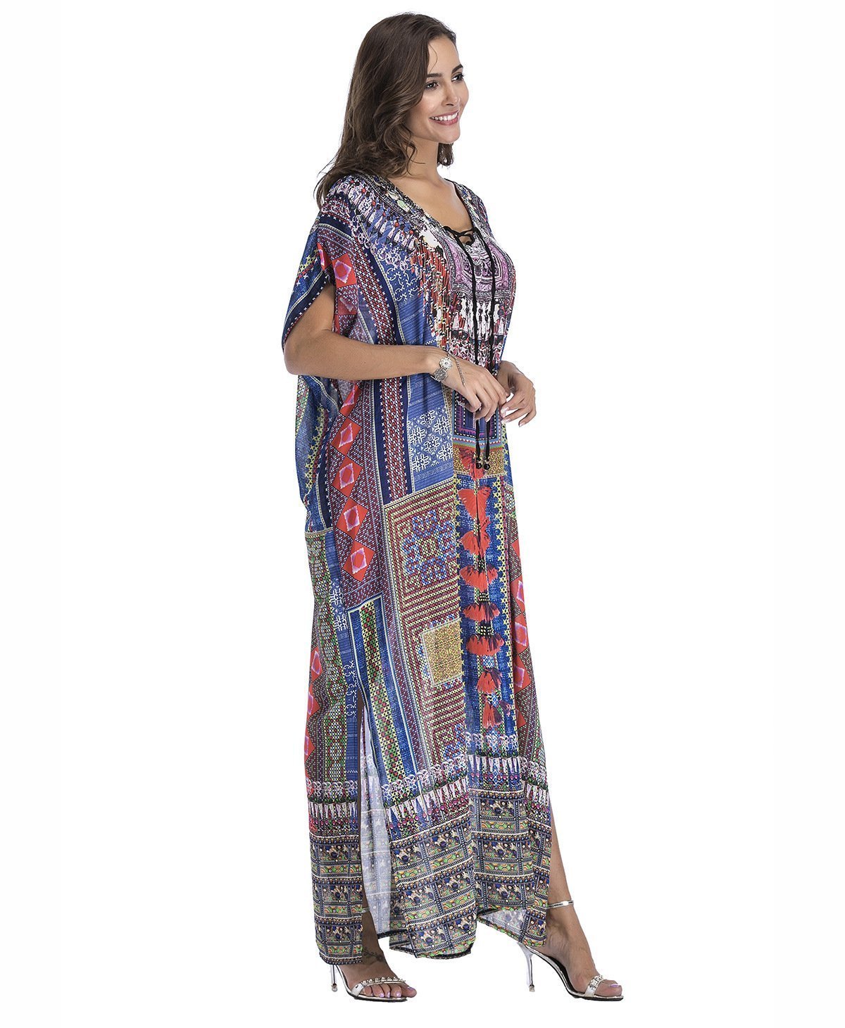 8 Colors Chiffon Beach Bikini Outer Cover Positioning Print Sunscreen Large Size Dress