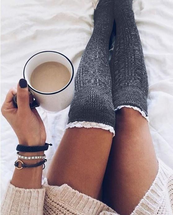 Lace Over Knee Piles Of Stockings