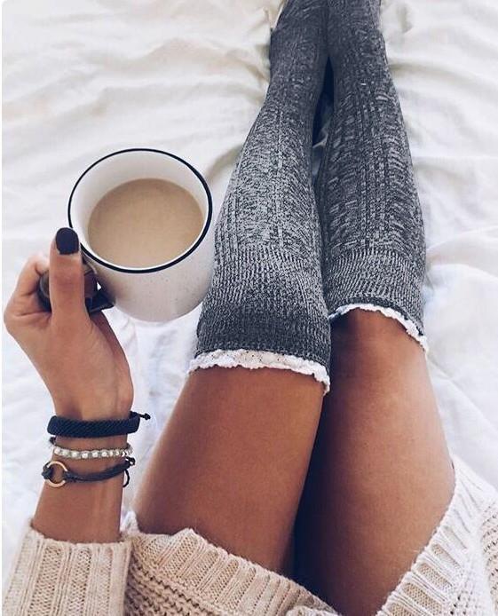 Lace Over Knee Piles Of Stockings