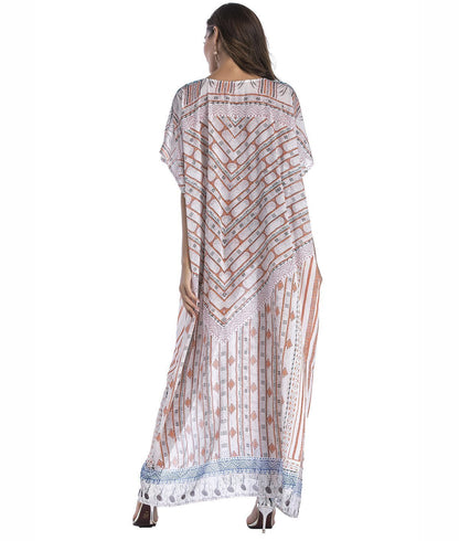8 Colors Chiffon Beach Bikini Outer Cover Positioning Print Sunscreen Large Size Dress