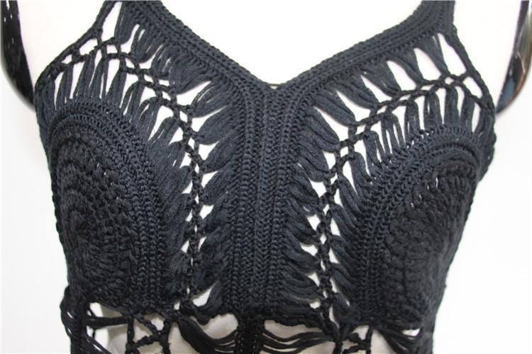 Sexy Hollow Out Knit Tassel Swimwear Beach Bikini Cover Up