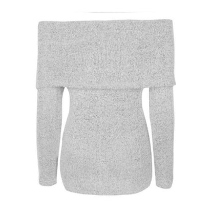 Knit Off Shoulder Long Sleeve Tops Sweater
