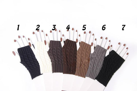 Half Refers To The Warm Knit Typing Women S Thick Wool Half Palm Gloves - 1