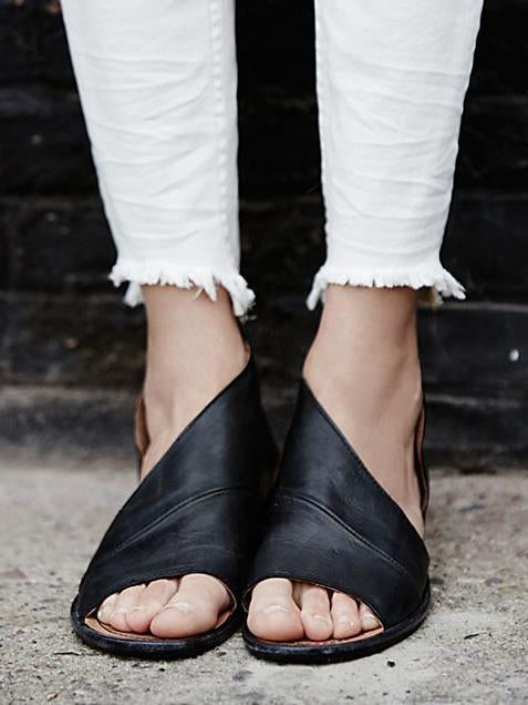 Beach Summer Side Open Casual Solid Open Toe Sandals