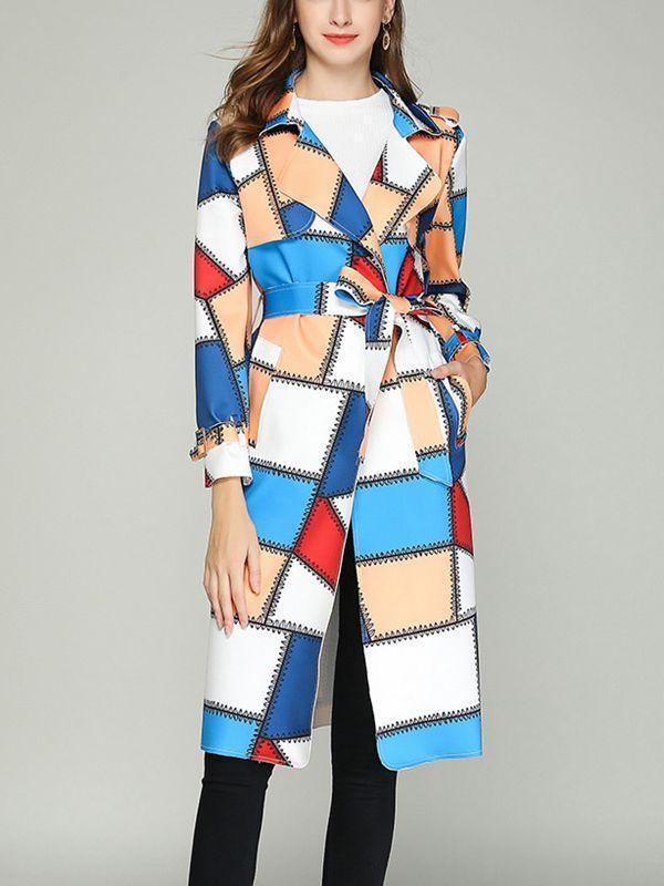Autume Long Mid-Length Slim Waistband Fashion Casual Color Coat