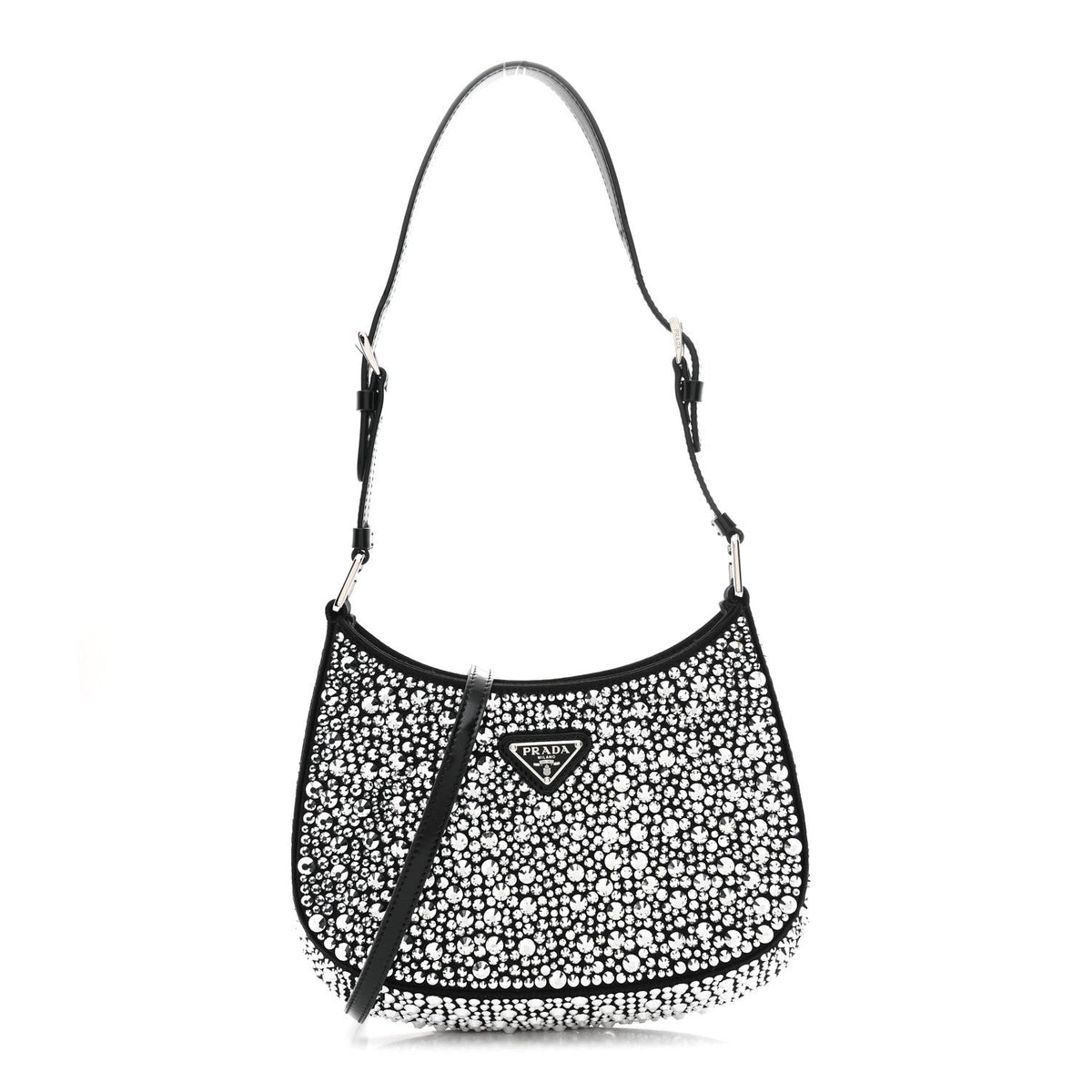 Satin Crystal Cleo Adjustable Strap Shoulder Bag Metal