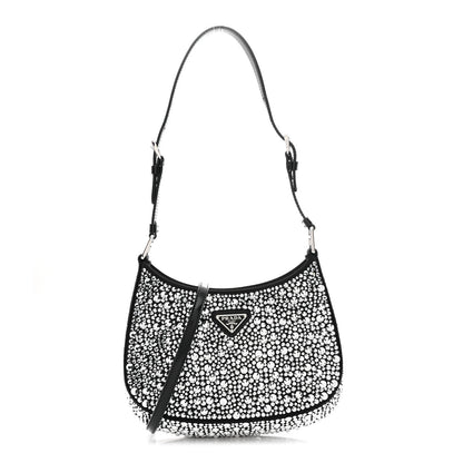 Satin Crystal Cleo Adjustable Strap Shoulder Bag Metal