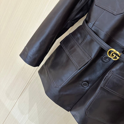 Gucci Jacket Brown Chocolate Leather 276991