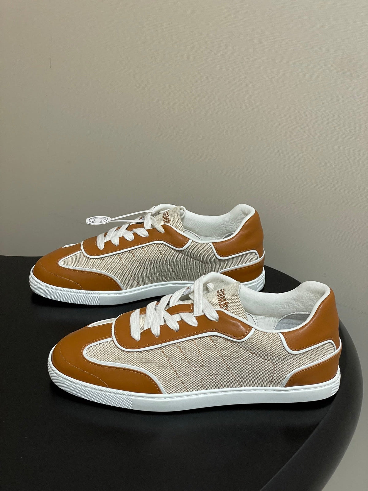 Hermes 26 Match Sneakers Brown Beige in Calfskin 594337
