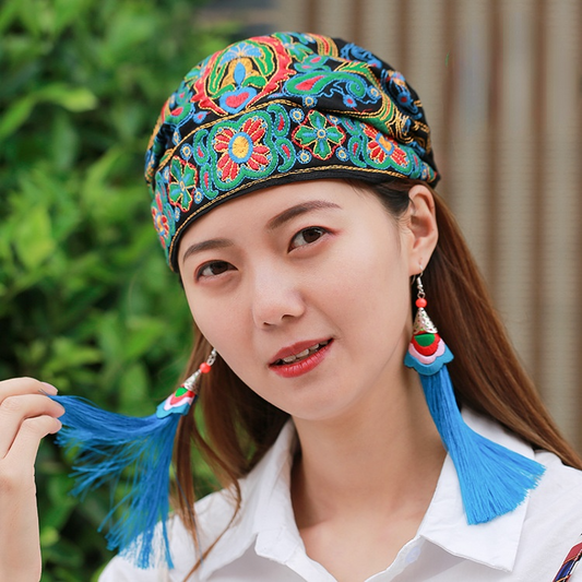 Tibetan Ethnic Embroidered Headscarf Hat Leisure Retro Embroidered Hat