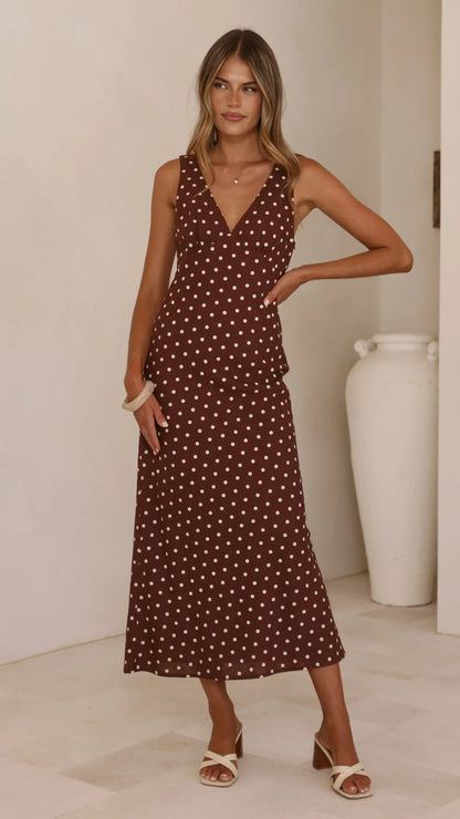 Sammie Maxi Dress - Chocolate/Nude Spot