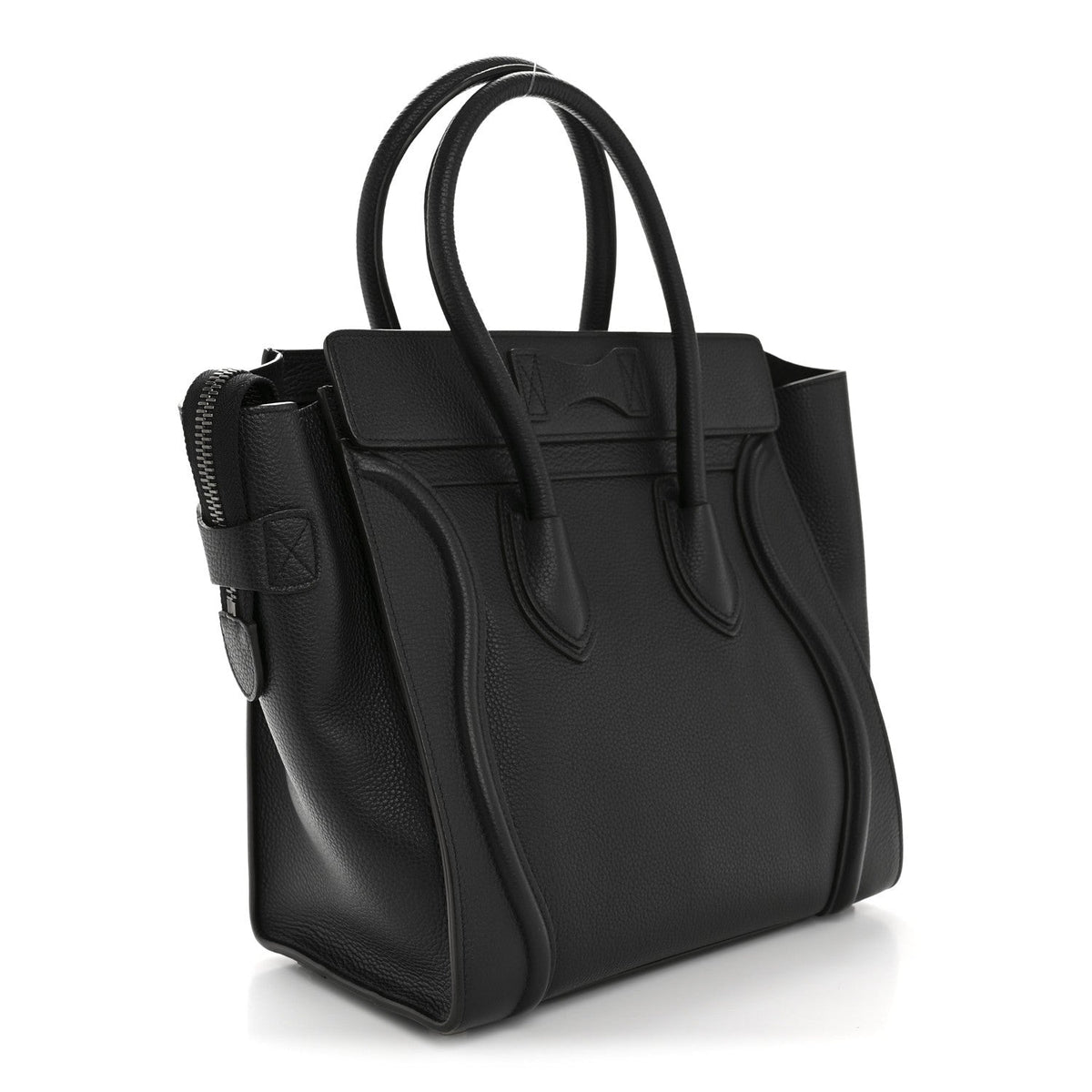 Drummed Calfskin Micro Luggage Black