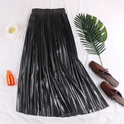 High Waist A-Line Pleated Midi Skirt