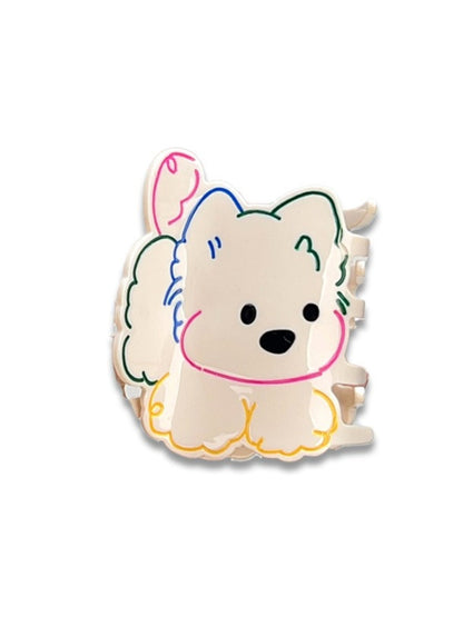 Clio - White Westie Dog-Shaped Hair Clips