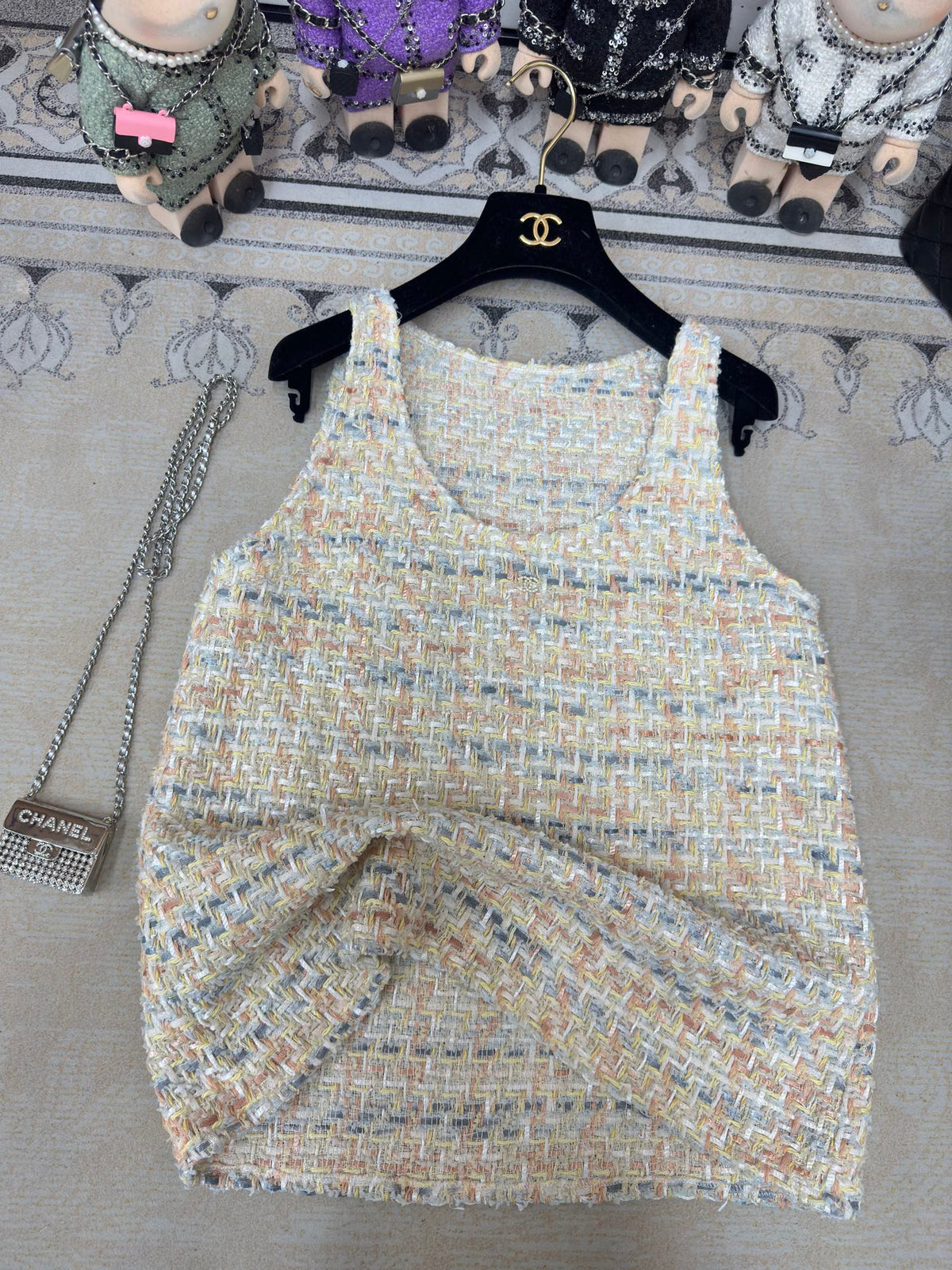 CC Tweed Vest Top Multicolor Cotton Polyamide 251837