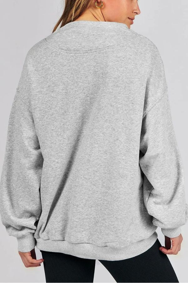 Women's Slit Mock Neck Oversized Sweatshirt