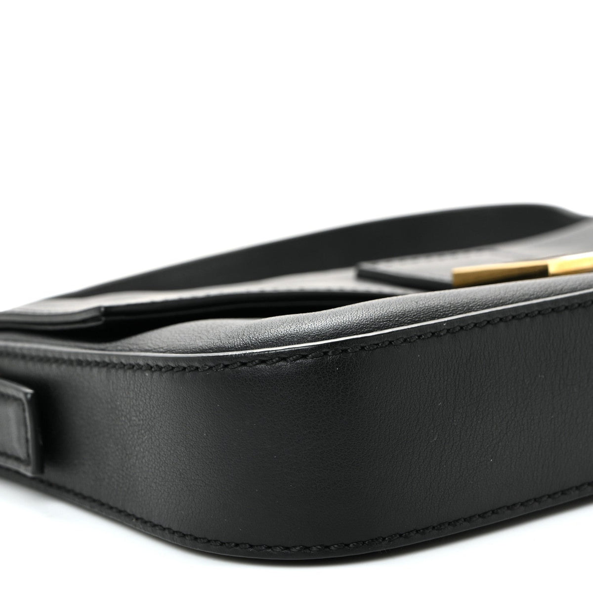 Vitello Flamingo Enamel Baguette Black