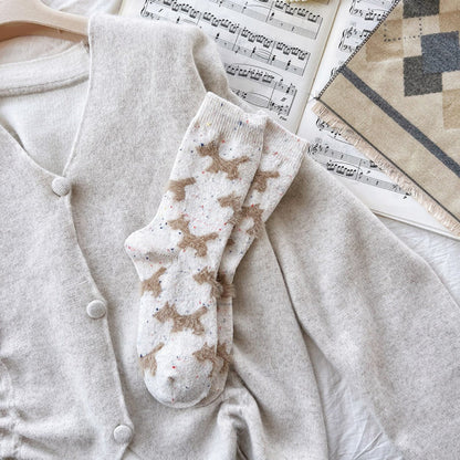 Rufia - Gray and White Dog Pattern Thick Warm Socks