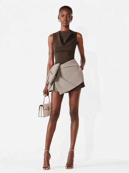 Shaina Sleeveless Mini Dress with Bow Detail