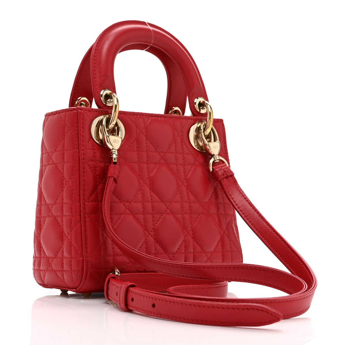 Lambskin Cannage Mini Lady Dior Red