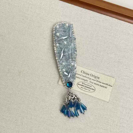 Elegant Crystal Pearl  Rhinestone Tassel Hair Clip