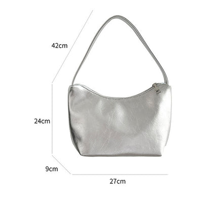 Minimalist Solid Color Leather Shoulder Bag
