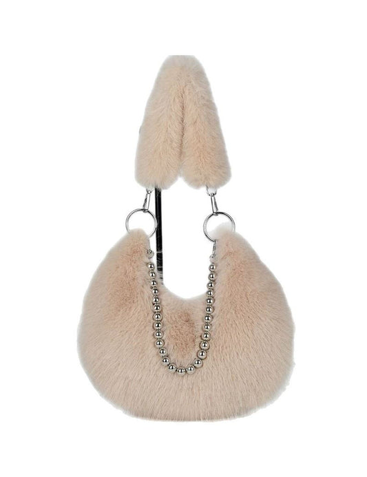 Elegant Furry Faux Fox Fur Shoulder Bag