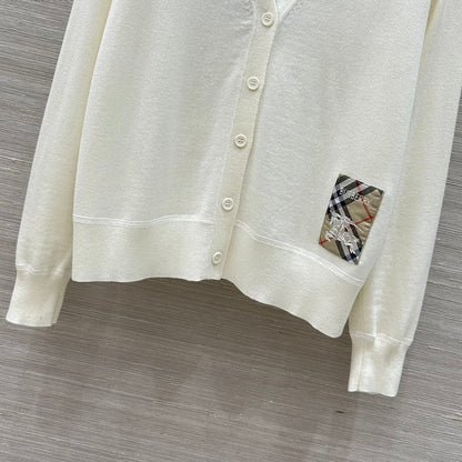 Bur 25 Cardigan Black And White Cashmere
