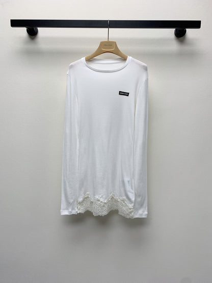 MIUMIU LIGHTWEIGHT BREATHABLE LACE TEE 268130