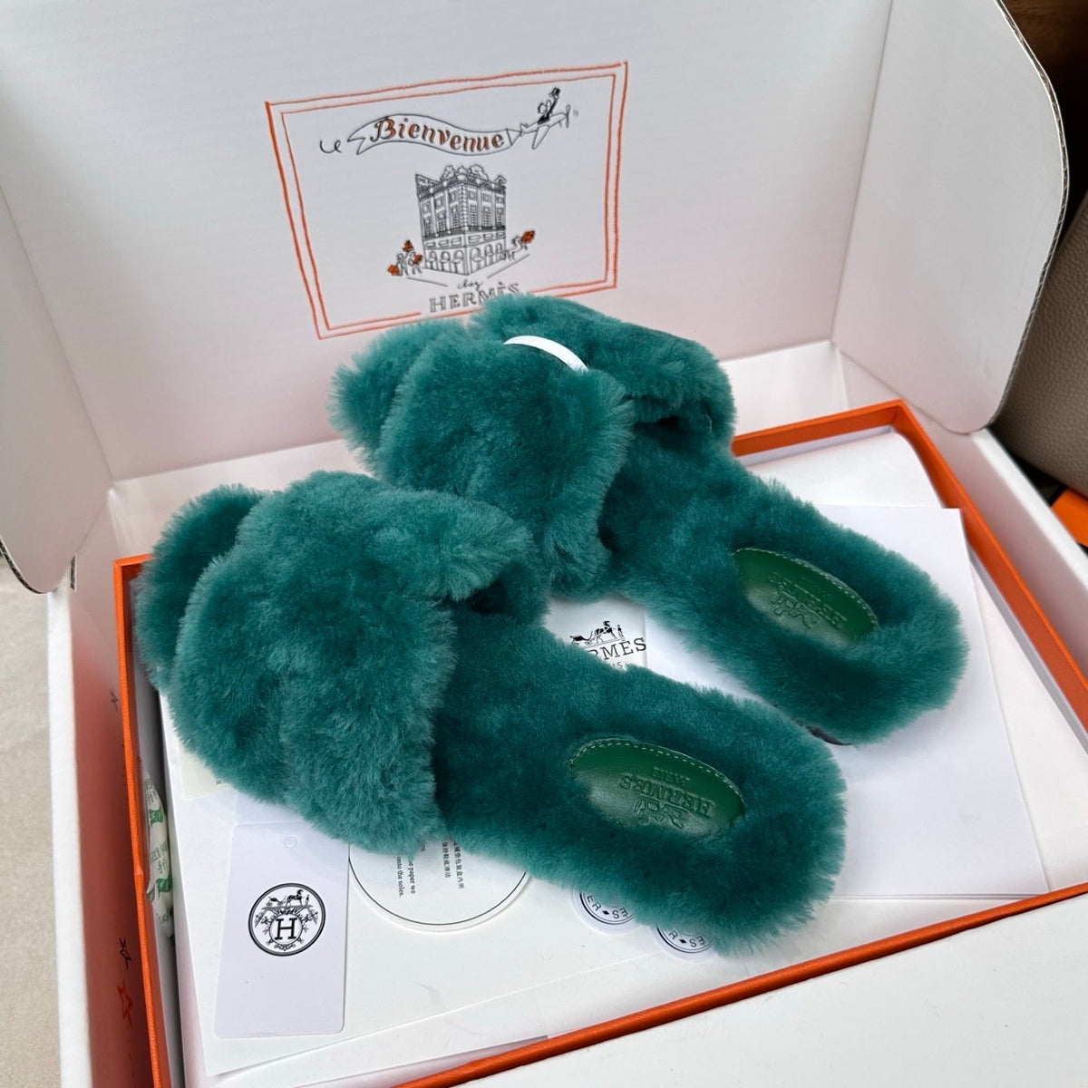 HM Oran Sandal Turquoise Wool Velvet 598192