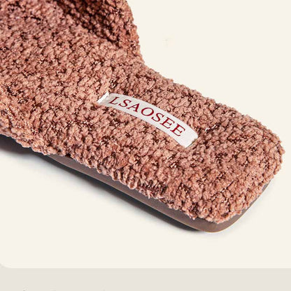 Simple Solid Color Soft Warm Plush Slippers