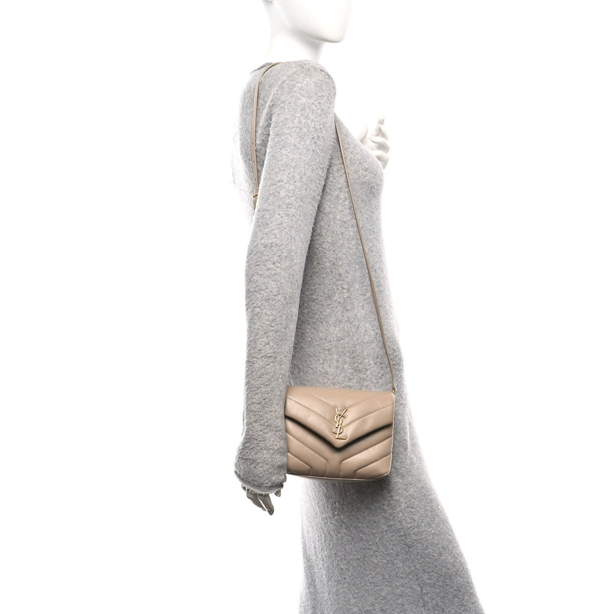 Calfskin Y Quilted Monogram Toy Loulou Crossbody Bag Dark Beige