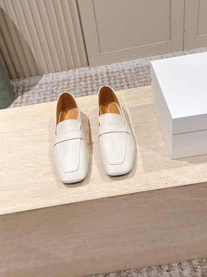 The Row 2025 Square Toe Loafer Cream Sheepskin 556137