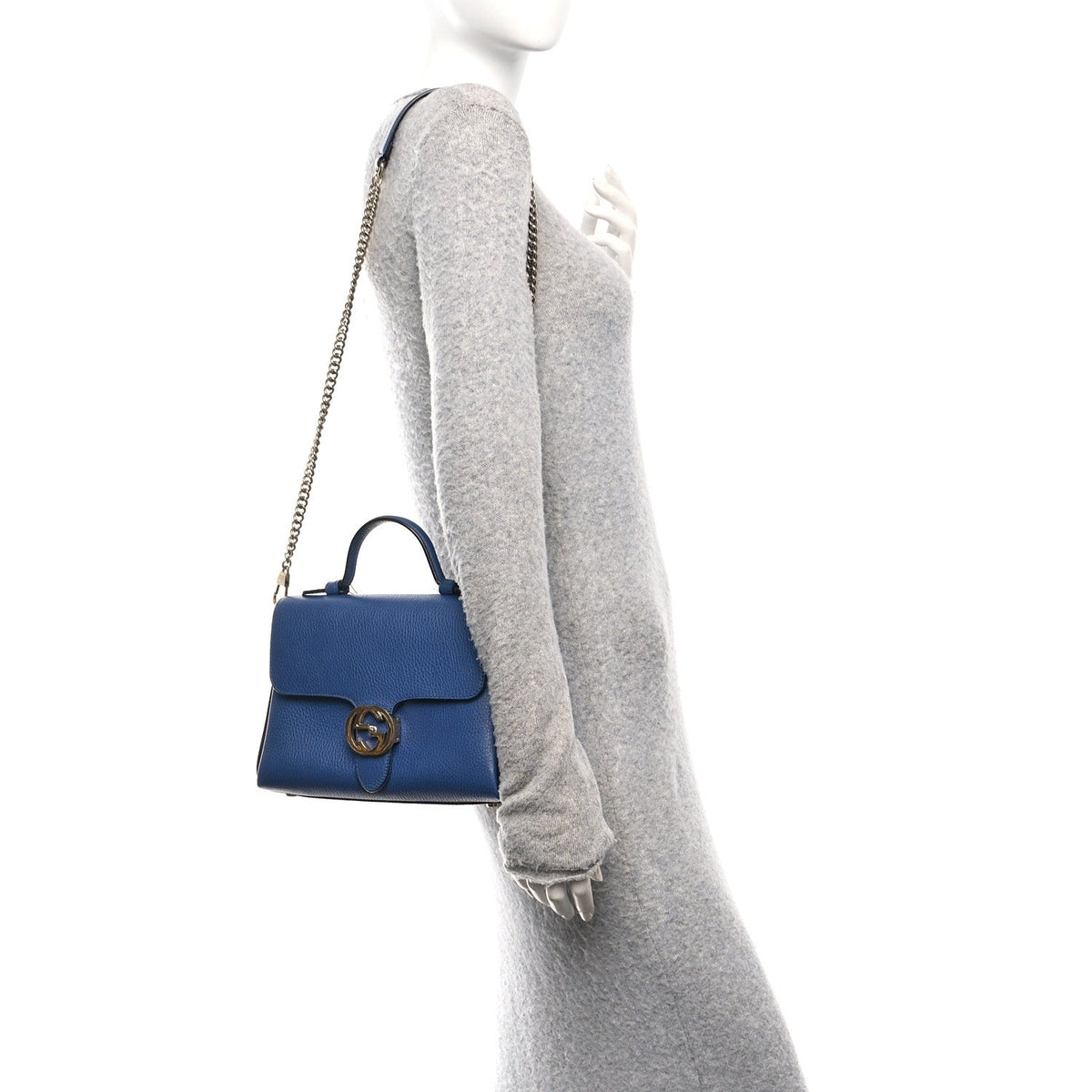 Dollar Calfskin Interlocking G Top Handle Shoulder Bag Caspian