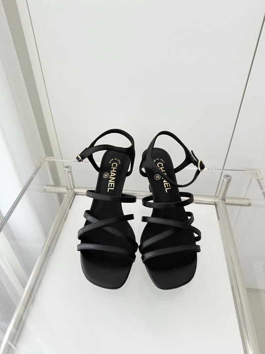 Chanel Cruise 26 Sandal 70mm Black Lambskin 597360