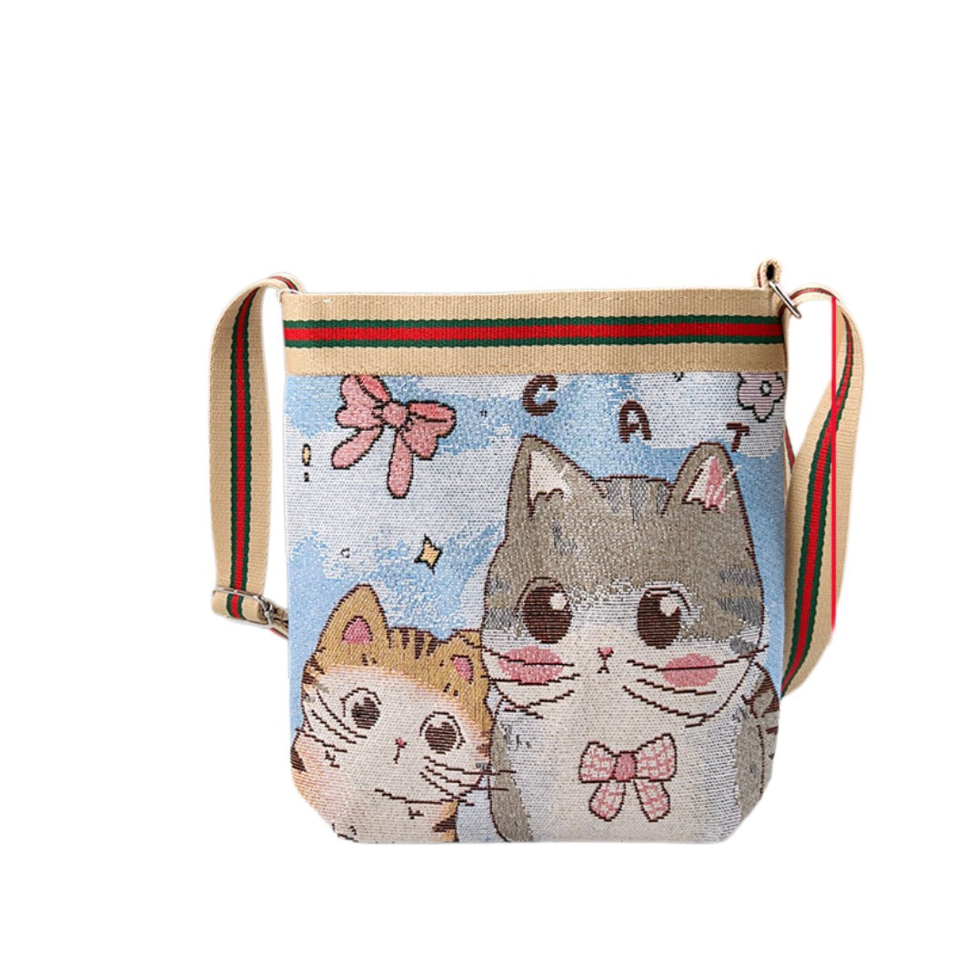 Cosbai - Cute Cartoon Crossbody Bag With Zipper