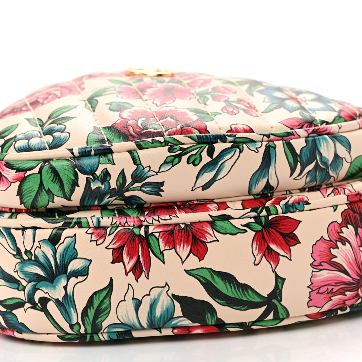 Matelasse Diagonal Brit Roses Print Mini Interlocking G Heart Shoulder Bag Multicolor