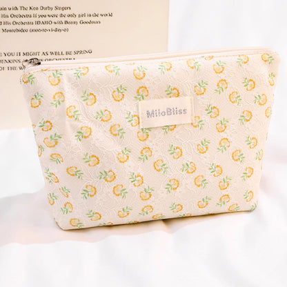 Cute Flower Print Large Capacity Cosmetic Bag