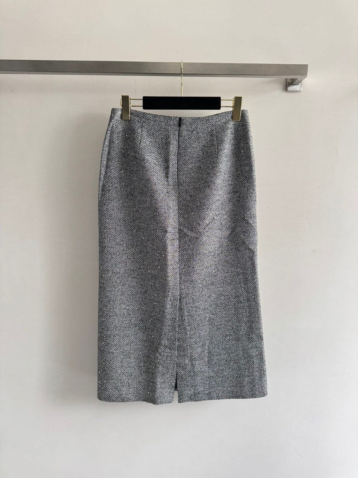 CC Vest & Line Skirt Set Grey Wool-Blend Tweed 352979