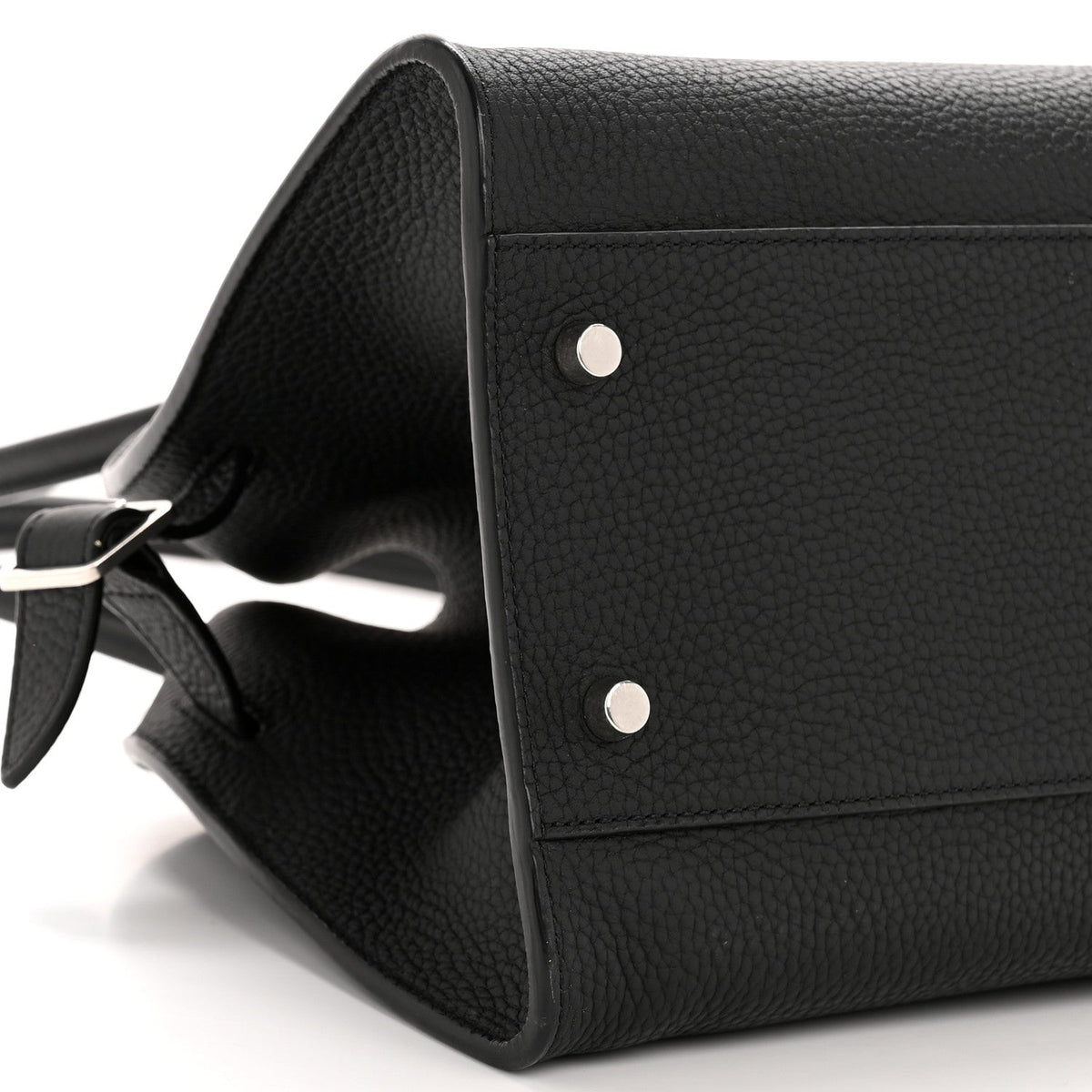 Matte Grained Calfskin Margaux Shoulder 12 Black