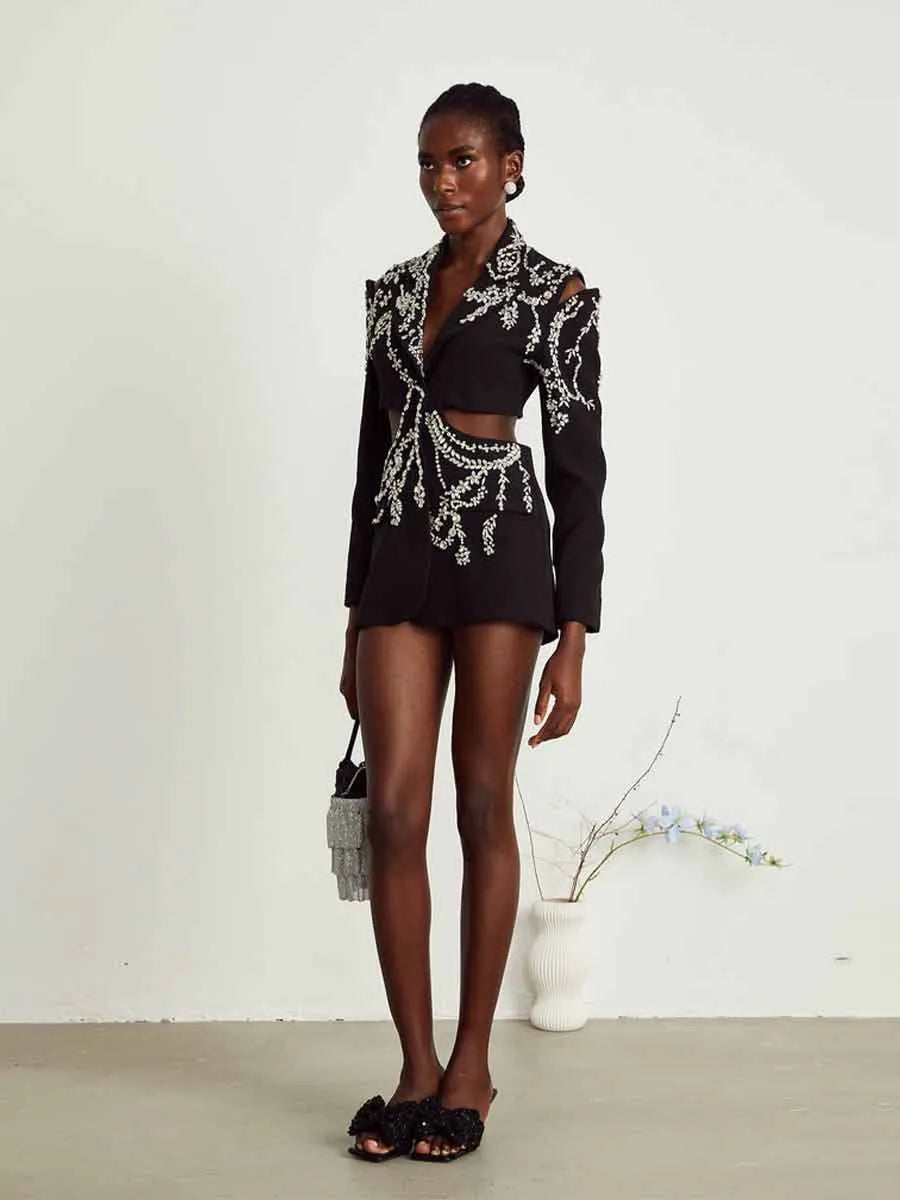Cassandra Crystal-embellished Cut-out Blazer